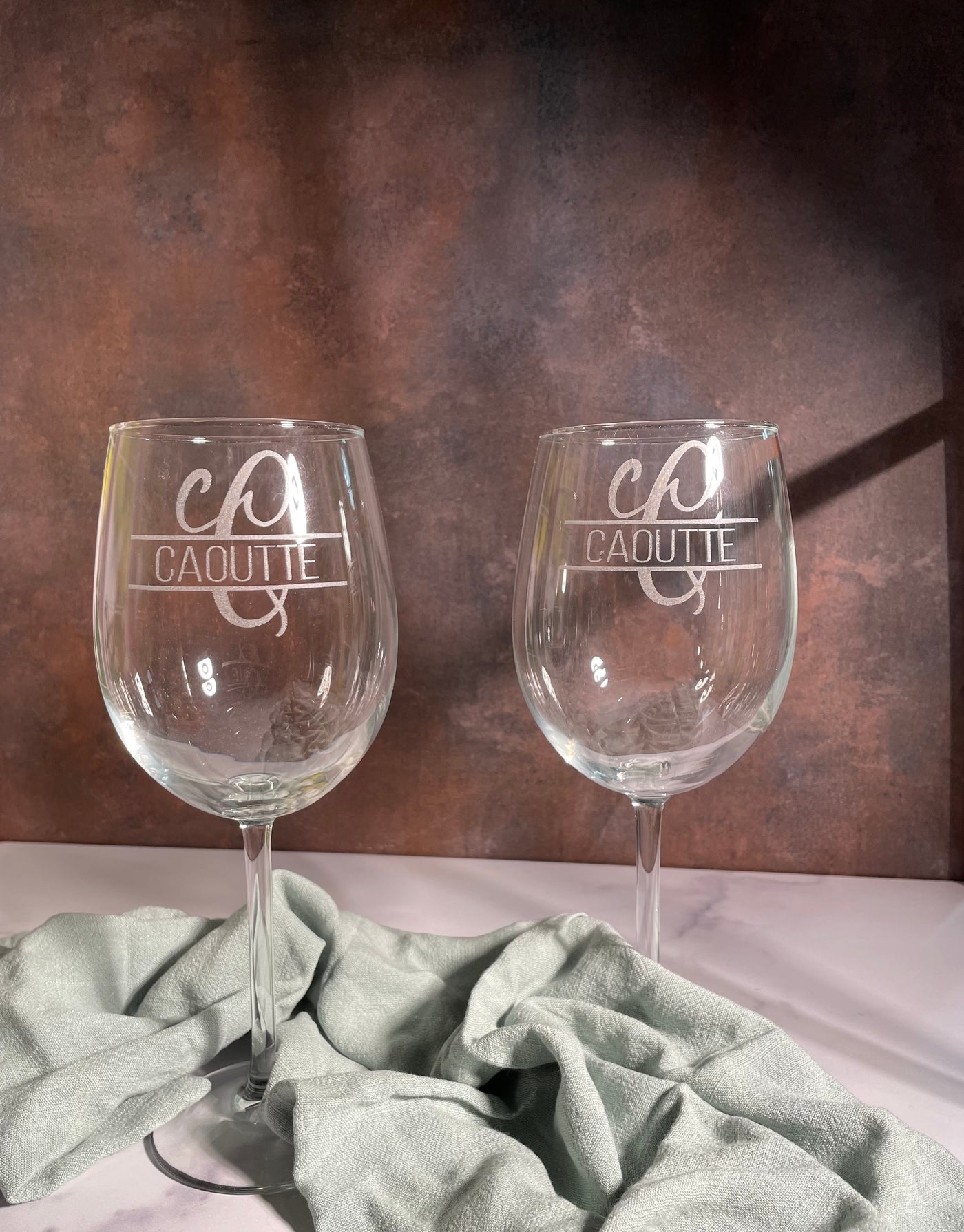 Set of Custom Engraved Wine Glasses