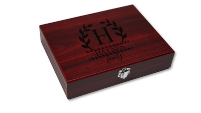 Matte Black Laserable Stainless Steel Flask Set in Wood Presentation Box