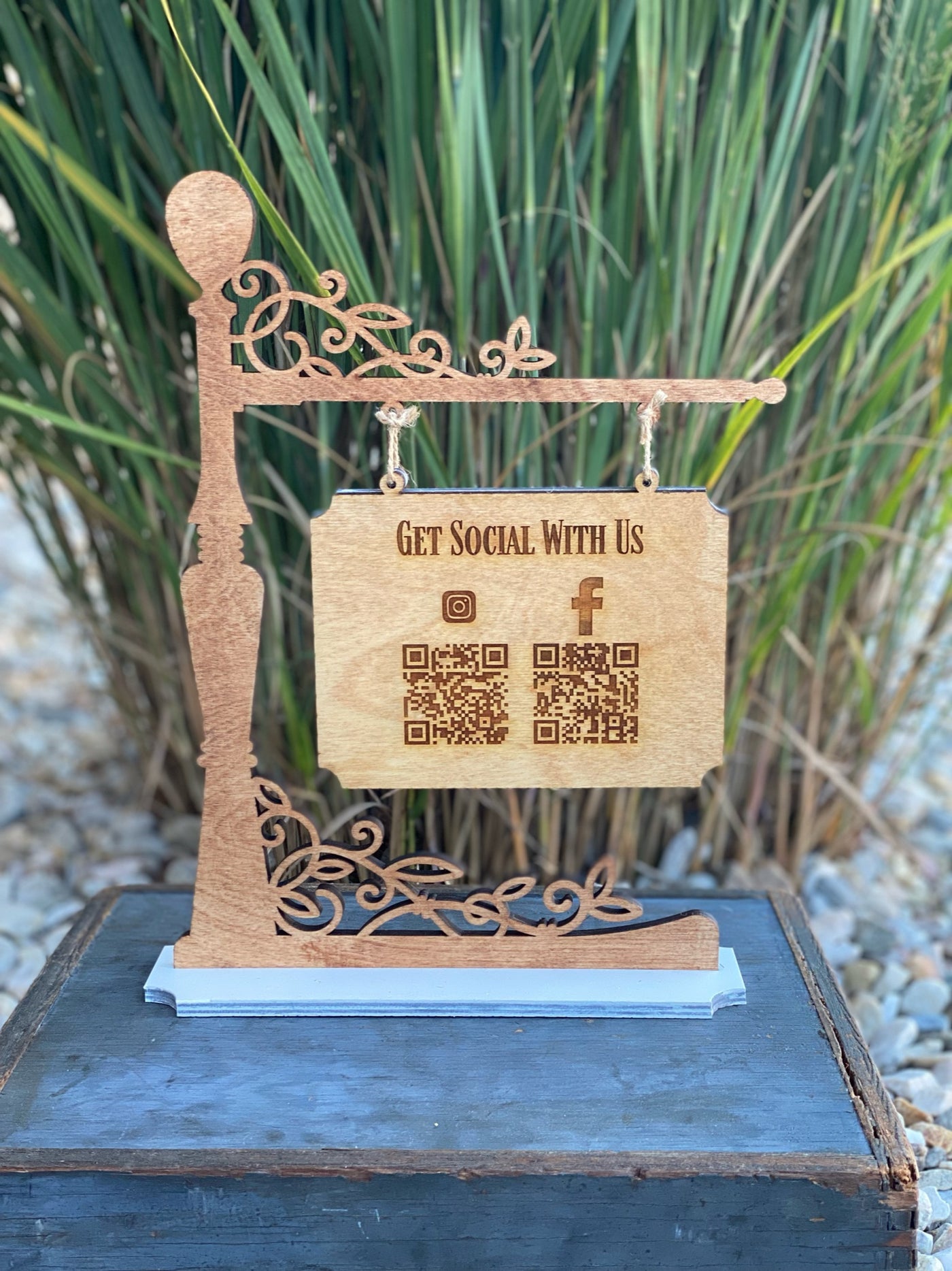 Get Social With Us Wooden Stand